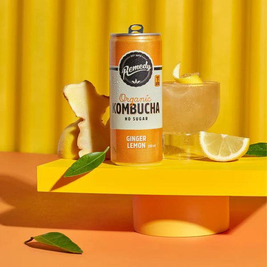 Remedy Kombucha Ginger Lemon (24 x 250ml) - Don Massimo Coffee